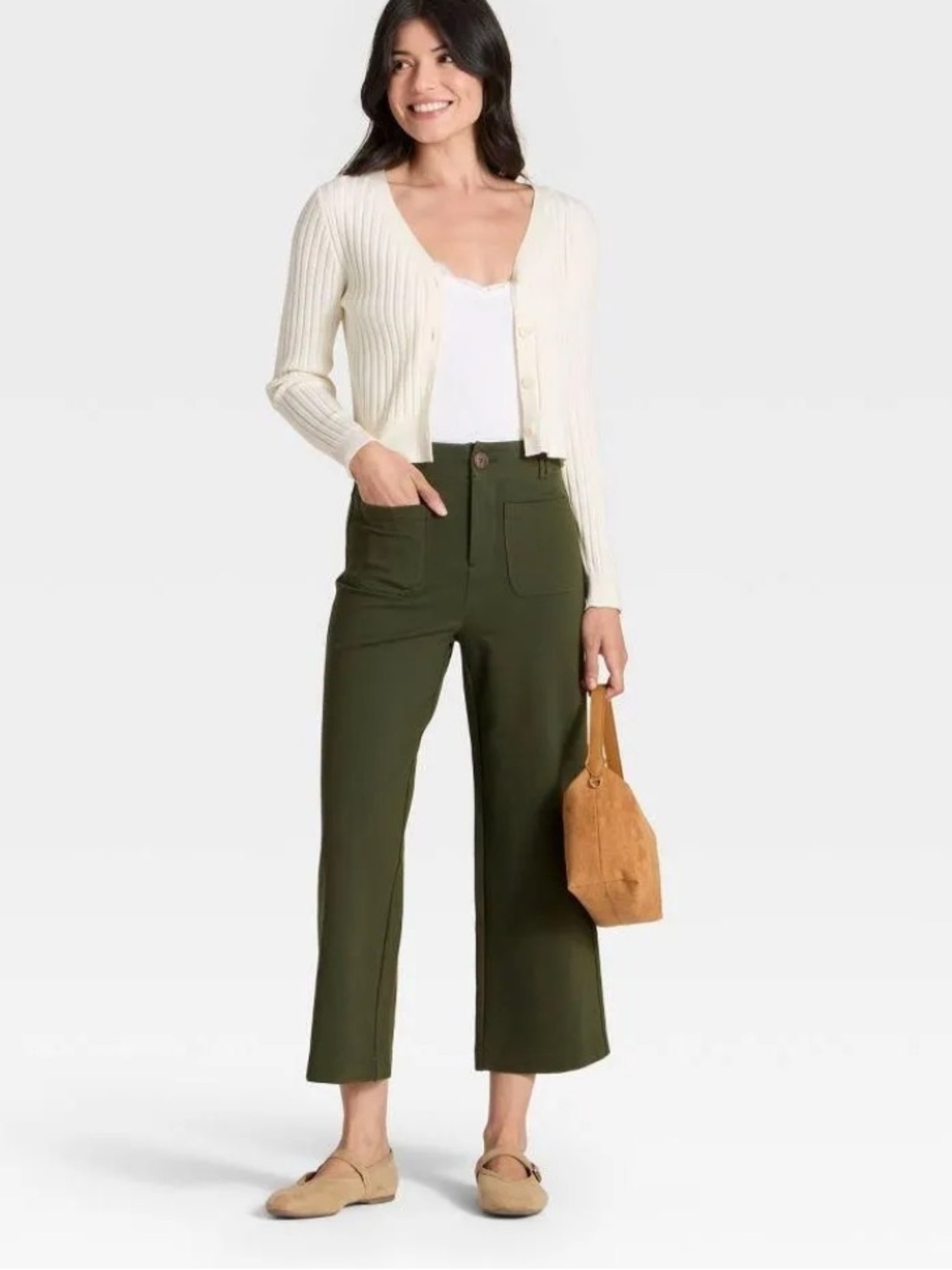 A New Day Olive Green Cropped Pants 6